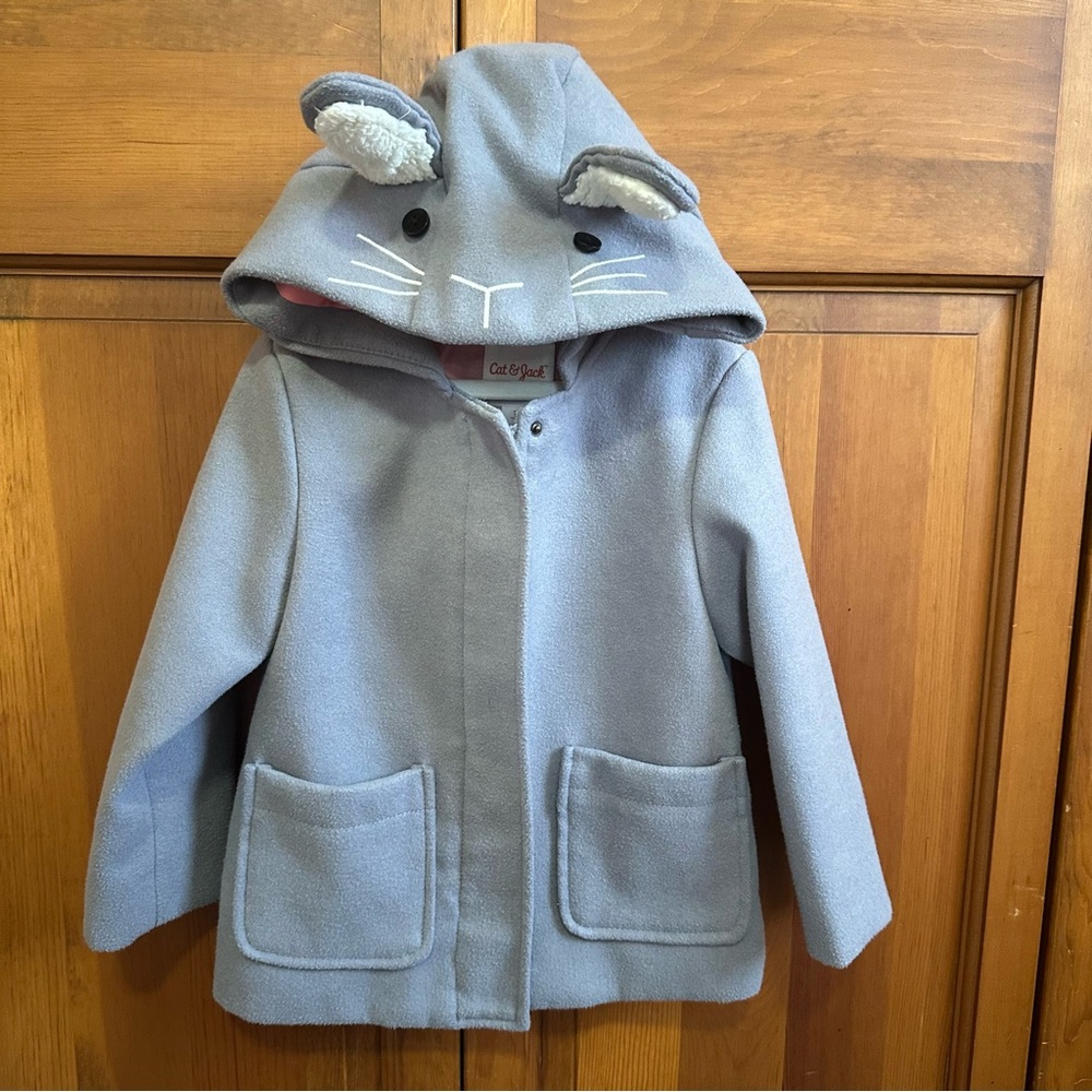 Cat & Jack Grey Kids Easter Bunny Hooded Cape with Ears & Tail - 2T